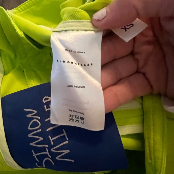 Simon Miller long length high rise tailored shorts with belt, lime green,size XS - Picture 11 of 11